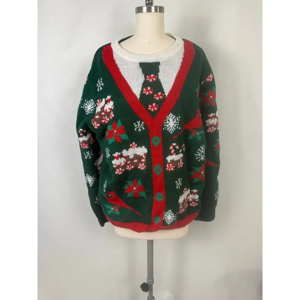 Holiday 2XL Ugly Christmas Unisex Sweater Business Casual Party Cardigan